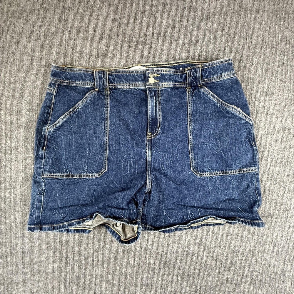 Lane Bryant Shorts Womens 18 Blue Denim Utility Elastic Waist‎ Relaxed Fit